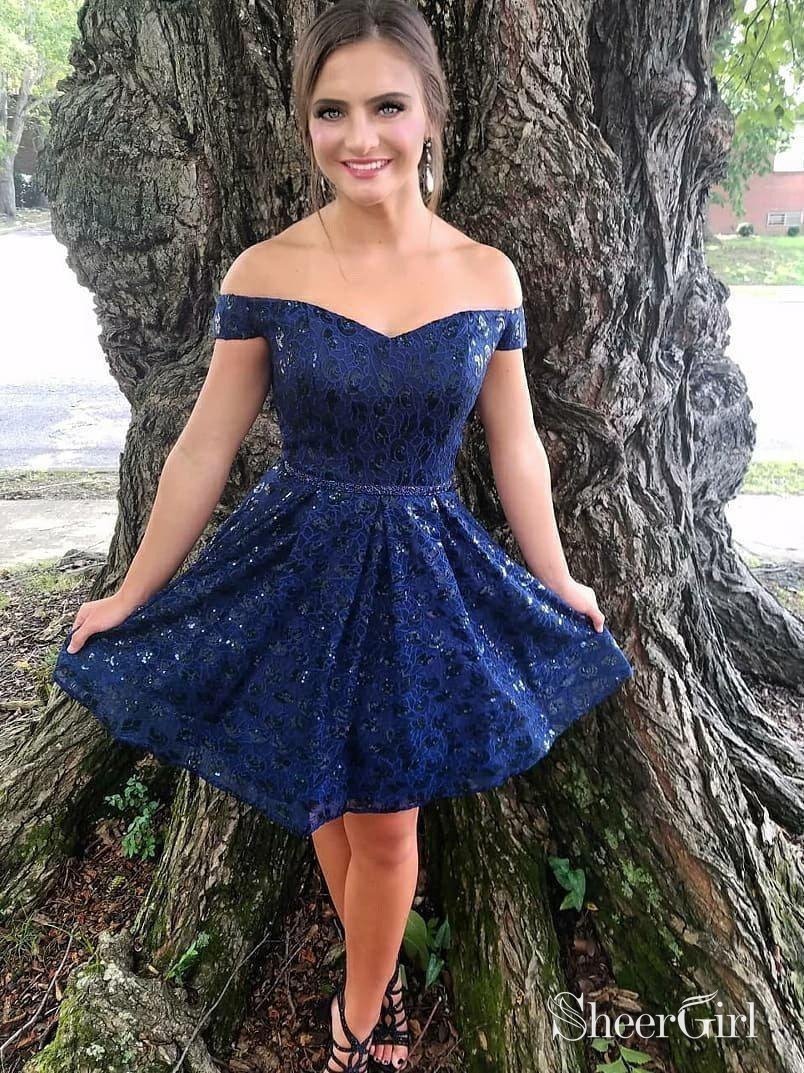 dark blue hoco dress